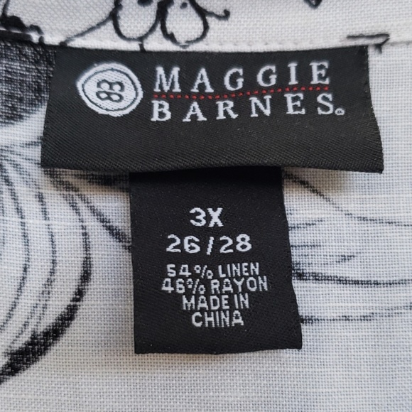 Maggie Barnes Black & White Floral Top Blouse 3X - Picture 2 of 8